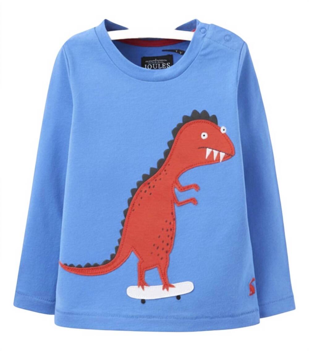 NEW JOULES kids dino skate jersey t-shirt in blue